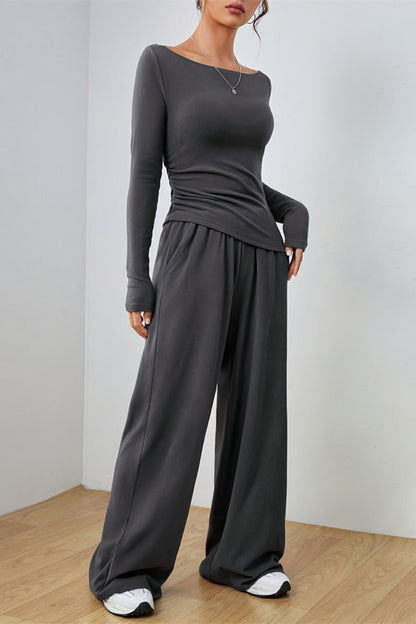 Hazel Blues® |  Boat Neck Long Sleeve Top and Pants Set