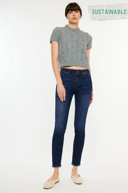 Hazel Blues® |  Kancan High-Rise Slim Fit Raw Hem Ankle Jeans