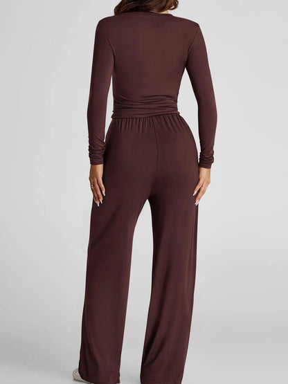 Hazel Blues® |  Round Neck Long Sleeve Top and Pants Set