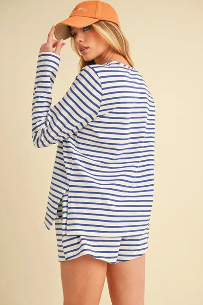Hazel Blues® |  Aemi+Co Drawstring Contrast Striped Shorts