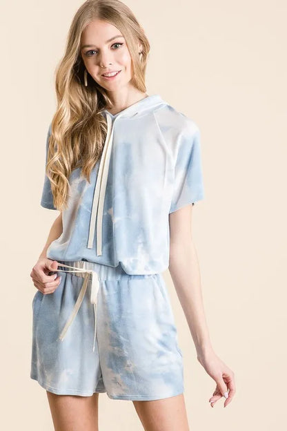 Hazel Blues® |  BiBi Tie Dye French Terry Hoodie Top and Bottom Set