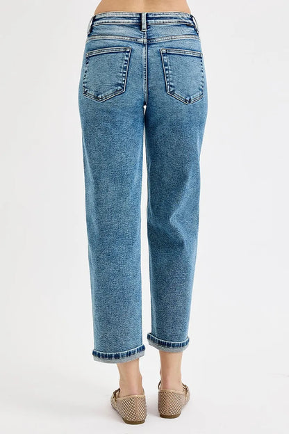 Hazel Blues® | RISEN High Rise Crop Boyfriend Jeans