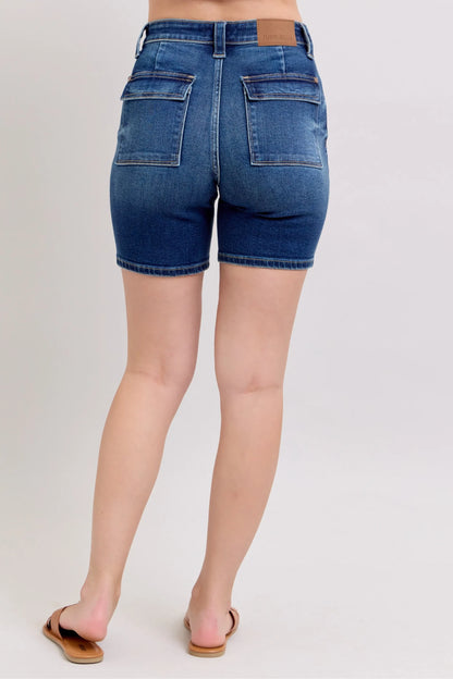 Hazel Blues® | Judy Blue High Waist Bermudas Jeans W/ Back Flap Pockets