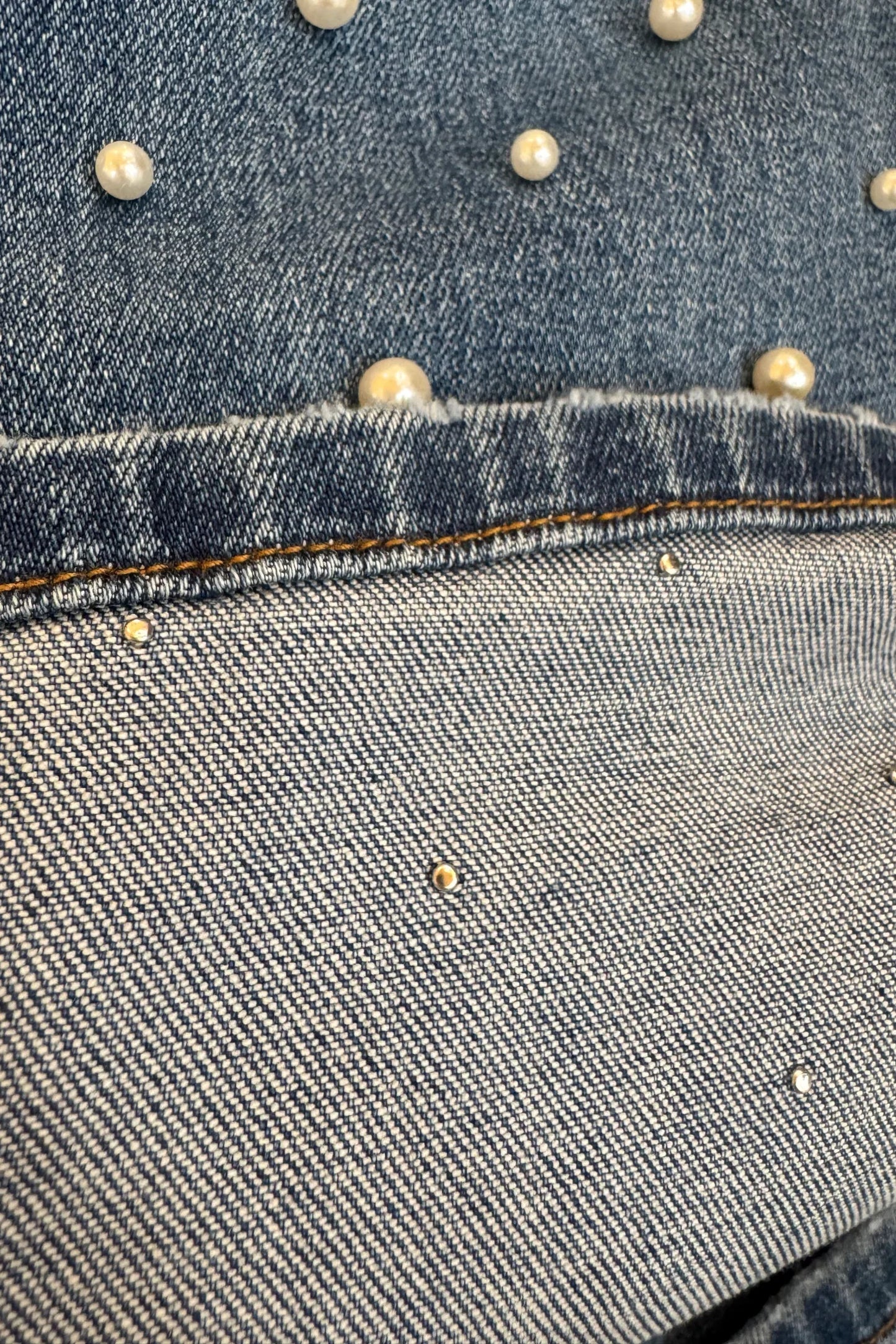 Hazel Blues® |  PREORDER: Denim & Pearls Crop Jeans