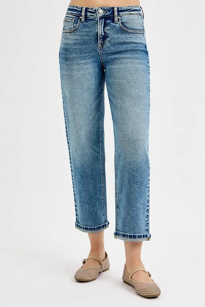 Hazel Blues® | RISEN High Rise Crop Boyfriend Jeans