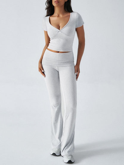 Hazel Blues® |  Devine Short Sleeve Top and Bootcut Legging Set