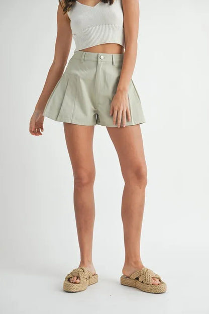Hazel Blues® |  MABLE Pleated High Waist Twill Shorts