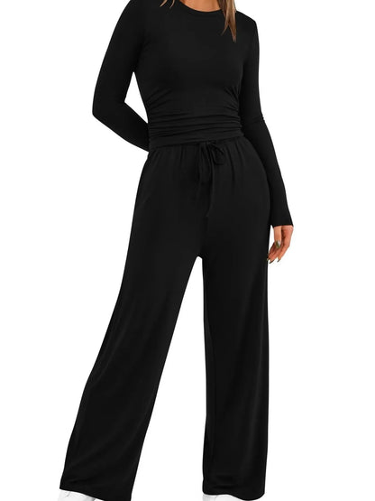 Hazel Blues® |  Round Neck Long Sleeve Top and Pants Set