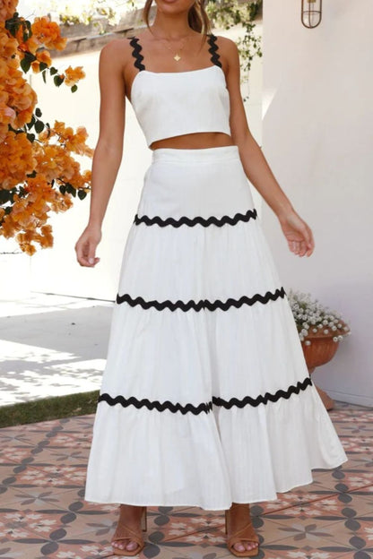 Hazel Blues® |  Contrast Trim Cami and Skirt Set