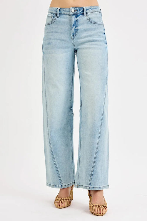 Hazel Blues® | RISEN Mid Rise Fit Barrel Jeans