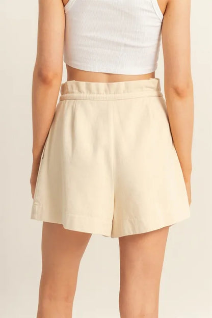 Hazel Blues® |  HYFVE High-Waisted Washed Twill Paperbag Shorts