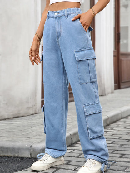 Hazel Blues® |  Casual Wide Leg Cargo Jeans