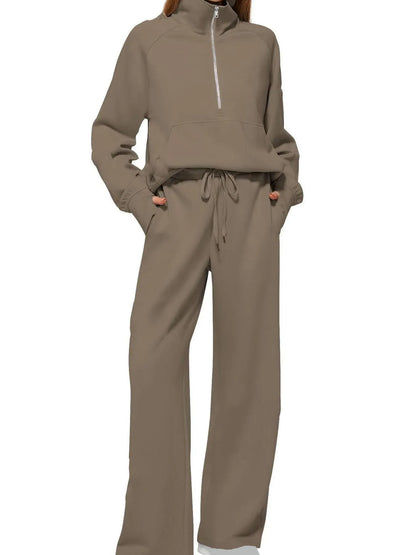 Hazel Blues® |  Half Zip Long Sleeve Top and Pants Set