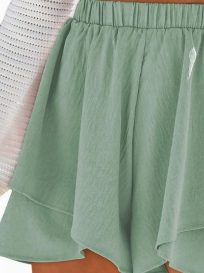 Hazel Blues® |  High-Waisted Elastic Waistband Layered Shorts