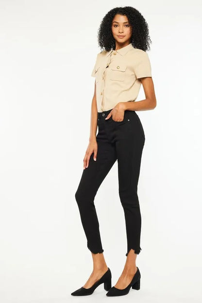 Hazel Blues® |  Kancan High Rise Frayed Hem Skinny Jeans