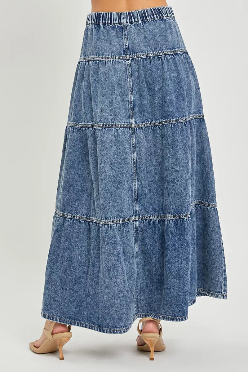Hazel Blues® |  RISEN High Rise Ruffle Long Skirts