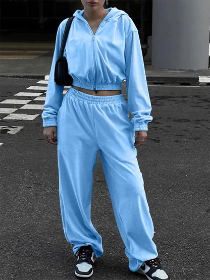 Hazel Blues® |  Zip Up Hoodie and Pocketed Pants Set