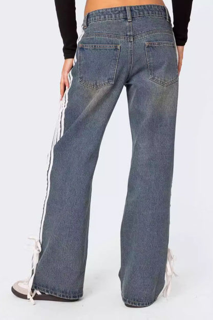 Hazel Blues® |  Side Striped Loose Fit Jeans