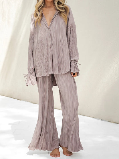 Hazel Blues® |  Button Up Long Sleeve Top and Pants Set