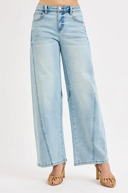Hazel Blues® | RISEN Mid Rise Fit Barrel Jeans