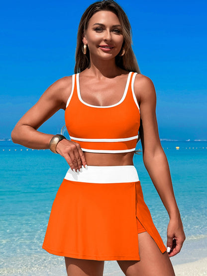 Hazel Blues® |  Scoop Neck Top and Skort Swim Set