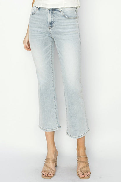 Hazel Blues® |  RISEN Mid Rise Cropped Flare Jeans