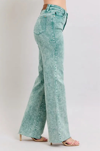 Hazel Blues® | Judy Blue High Waist Garment Dyed Raw Hem Dad Jean