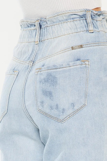 Hazel Blues® |  Kancan Open Pack Paperbag Mom Jeans