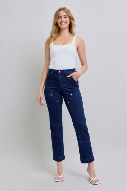 Hazel Blues® | Judy Blue Hw Work Wear Knee Patch Straight Jeans