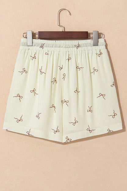 Hazel Blues® |  Bow Print Lace Drawstring Casual Shorts