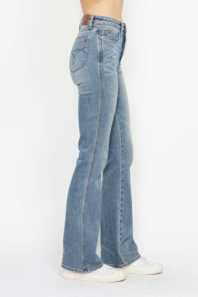 Hazel Blues® | Judy Blue Tummy Control Back Embroidered Pocketed Bootcut Jeans