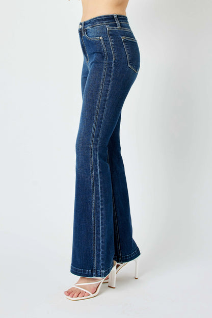 Hazel Blues® | Judy Blue Hw Angled Side Seam Detail Flare Jeans