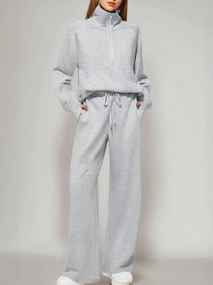 Hazel Blues® |  Half Zip Long Sleeve Top and Pants Set