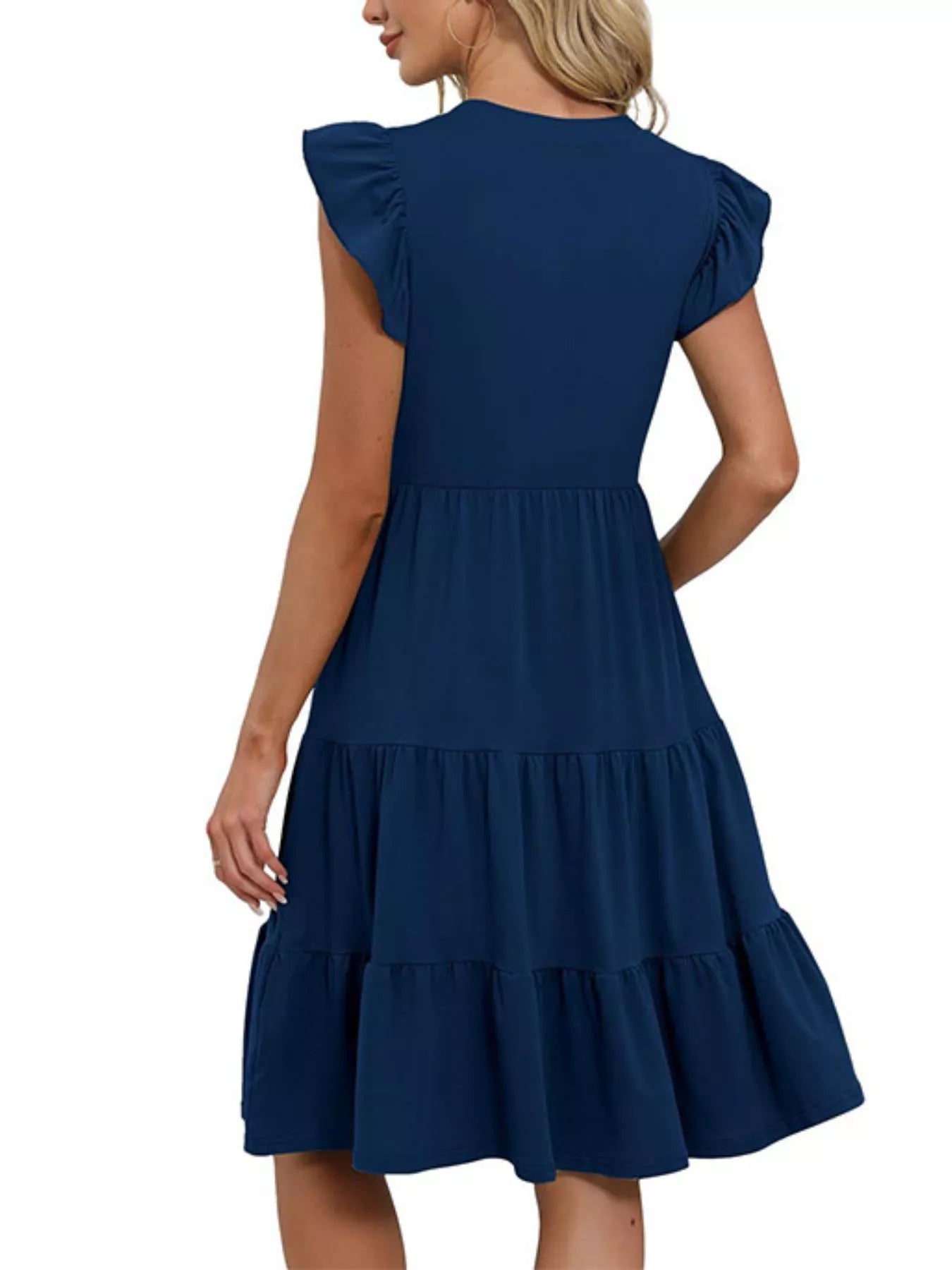 Hazel Blues® |  Ruffle Sleeve Tiered Midi Dress