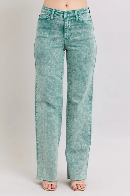 Hazel Blues® | Judy Blue High Waist Garment Dyed Raw Hem Dad Jean