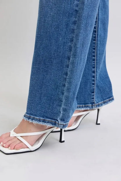 Hazel Blues® | Judy Blue High Waist V-Front Vintage Wash Straight Jeans