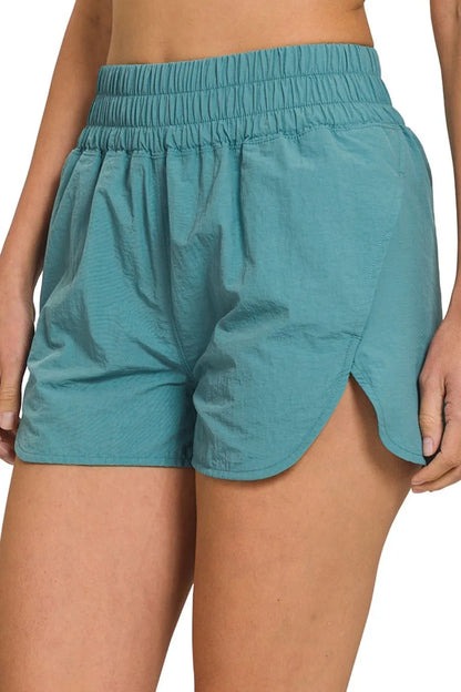 Hazel Blues® |  Zenana Windbreaker Smocked Waistband Running Shorts