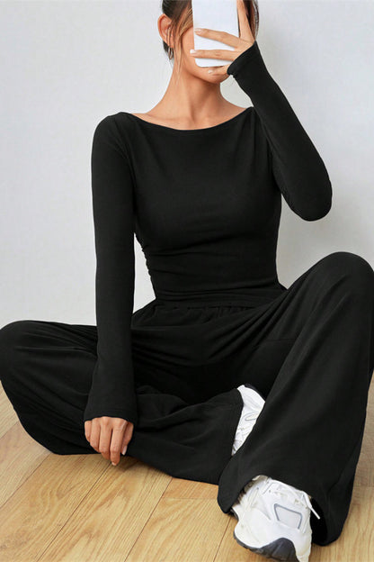 Hazel Blues® |  Boat Neck Long Sleeve Top and Pants Set