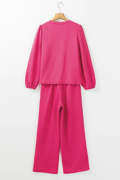 Hazel Blues® |  Round Neck Long Sleeve Top and Pants Set