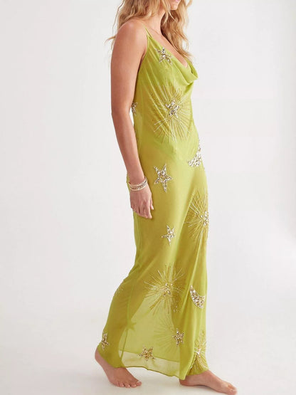 Hazel Blues® |  Sequin Backless Maxi Cover Up Dress
