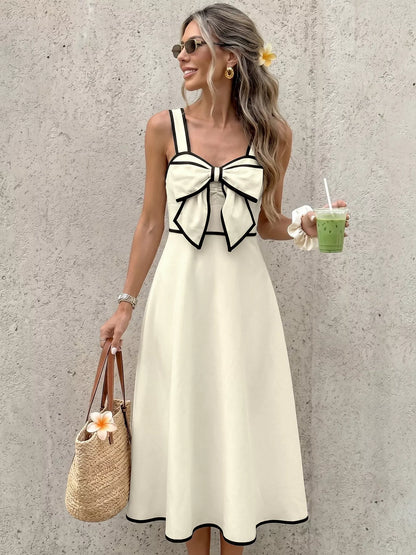 Hazel Blues® |  Bowknot Trim A-Line Midi Dress