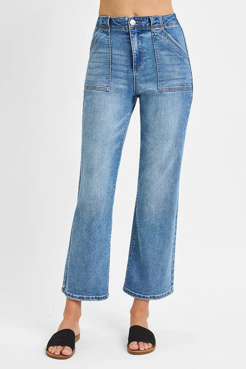 Hazel Blues® | RISEN High Waisted Bootcut Cropped Jeans