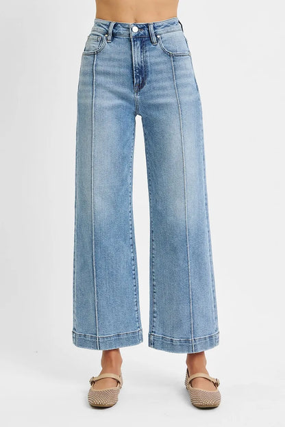 Hazel Blues® | RISEN High Rise Crop Wide Leg Jeans
