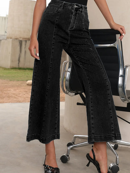 Hazel Blues® |  Seam Detail Flared Bottom Ankle Length Jeans