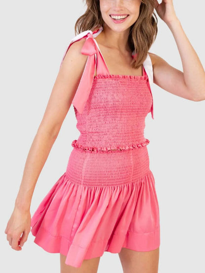 Hazel Blues® |  Smocked Tie Shoulder Cami and Shorts Set