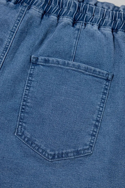 Hazel Blues® |  Drawstring High Waist Denim Shorts with Pockets