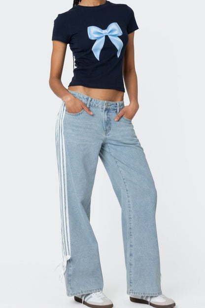 Hazel Blues® |  Side Striped Loose Fit Jeans