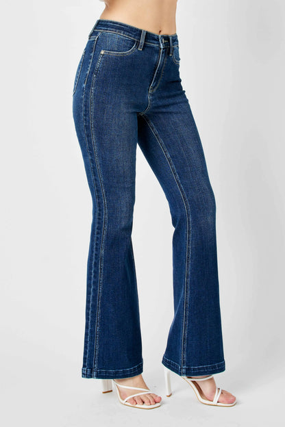 Hazel Blues® | Judy Blue Hw Angled Side Seam Detail Flare Jeans