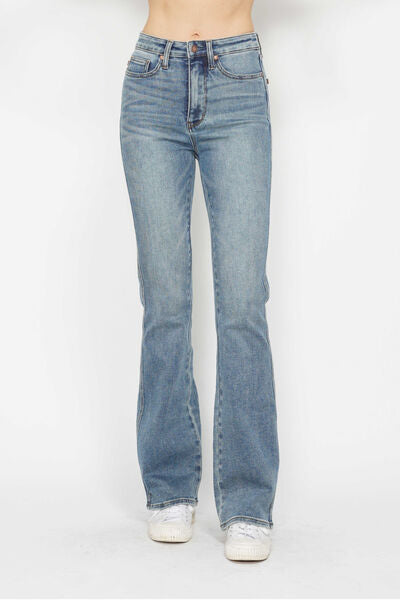 Hazel Blues® | Judy Blue Tummy Control Back Embroidered Pocketed Bootcut Jeans