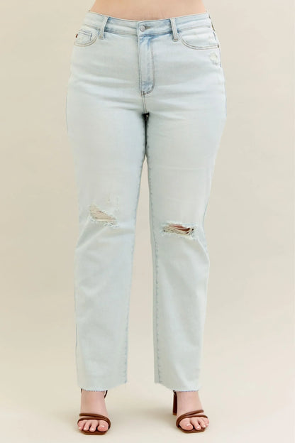 Hazel Blues® | Judy Blue Destroy & Fray Hem Bootcut Jeans